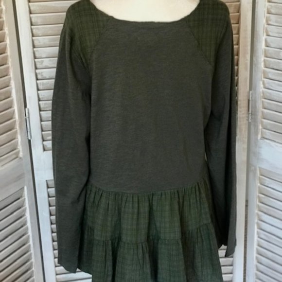 OLIVE & PLAID BABY DOLL TOP - Picture 4 of 4